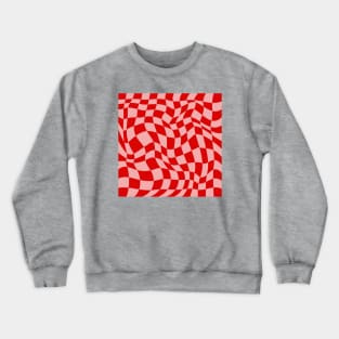 Christmas Red and Pink Checkerboard Warp Pattern Crewneck Sweatshirt